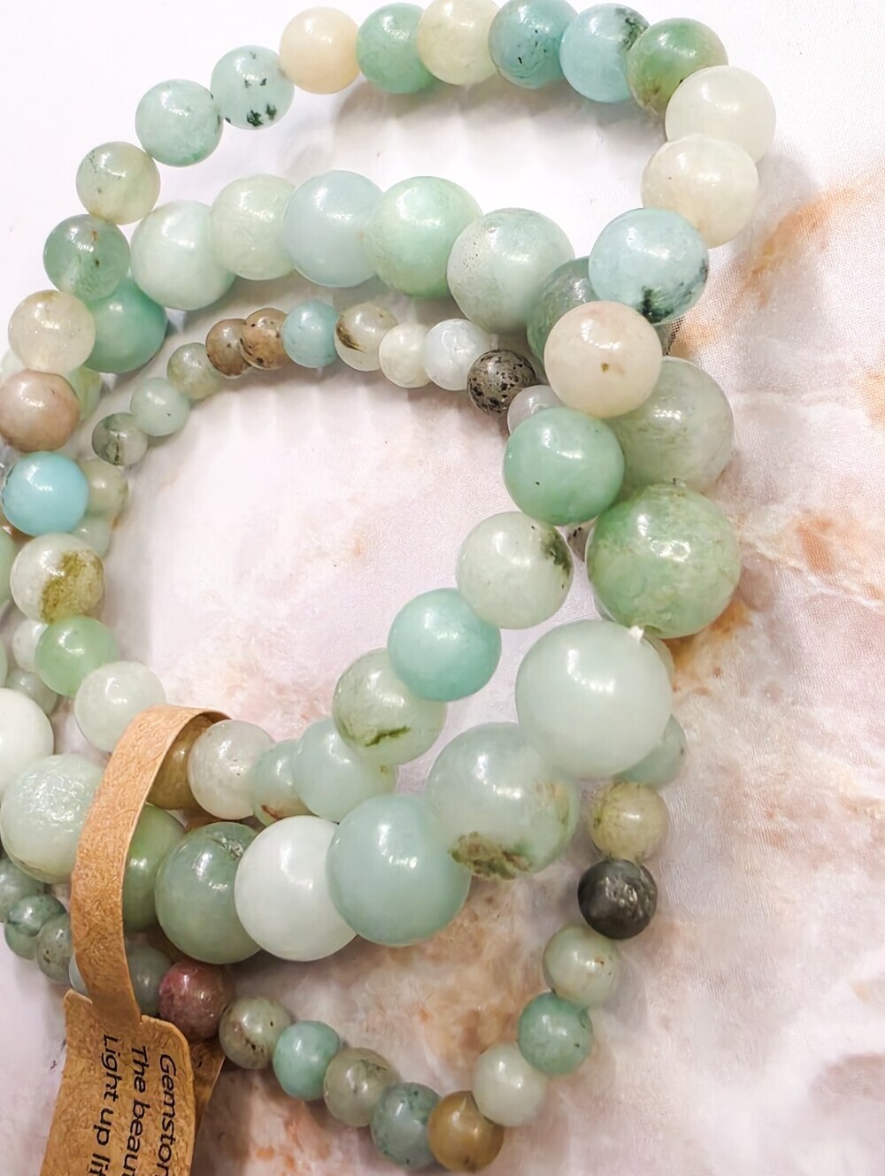 3pc Natural Amazonite Gemstone Stretch Bracelet Set Boho Crystal Beaded Jewelry - Picture 8 of 8